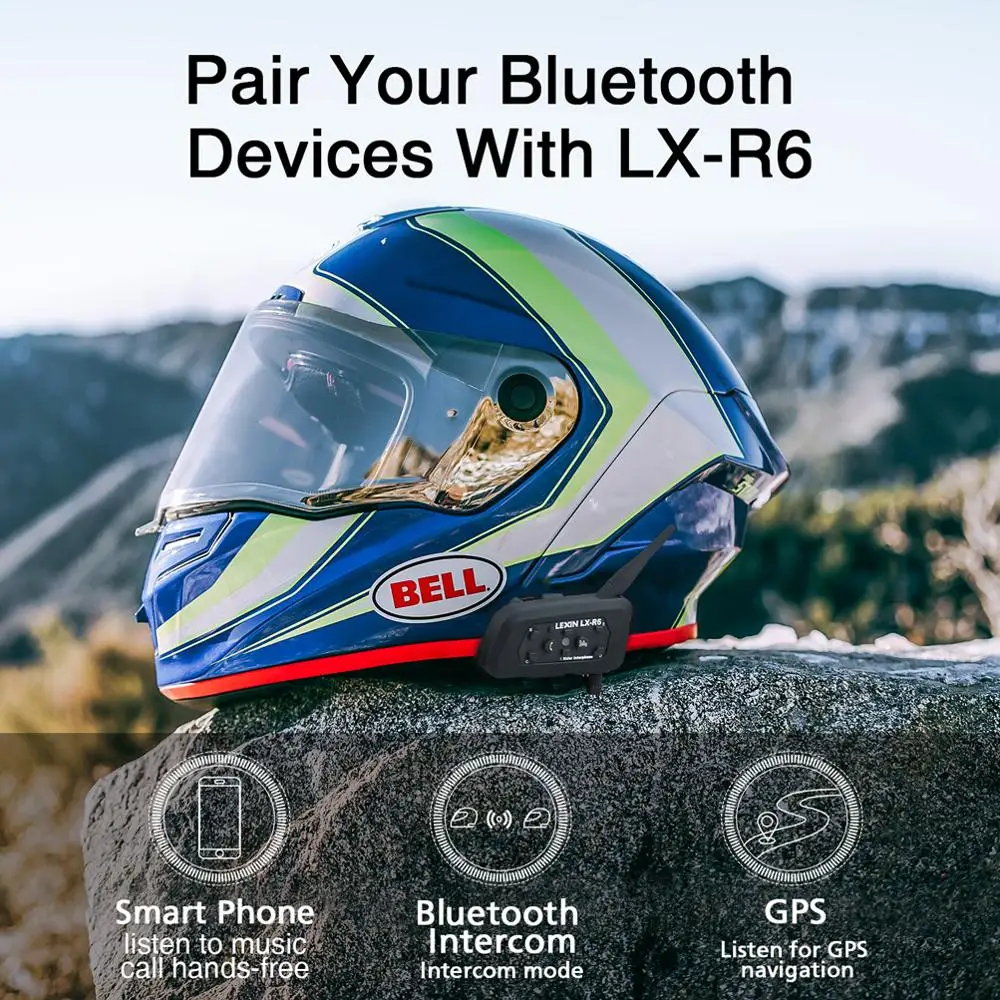 Lexin LX R6 мотоцикл Bluetooth домофон водонепроницаемый 6 всадников шлем гарнитура