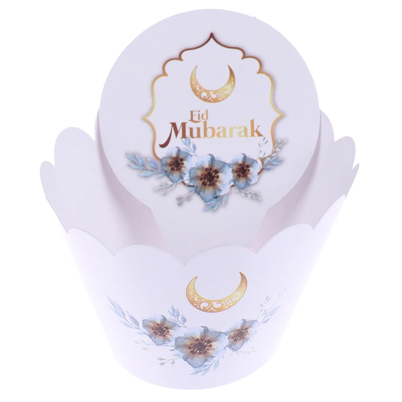 12 комплектов (24 шт) пикапы для пирожных Eid Mubarak с наклейками обертки вечерние