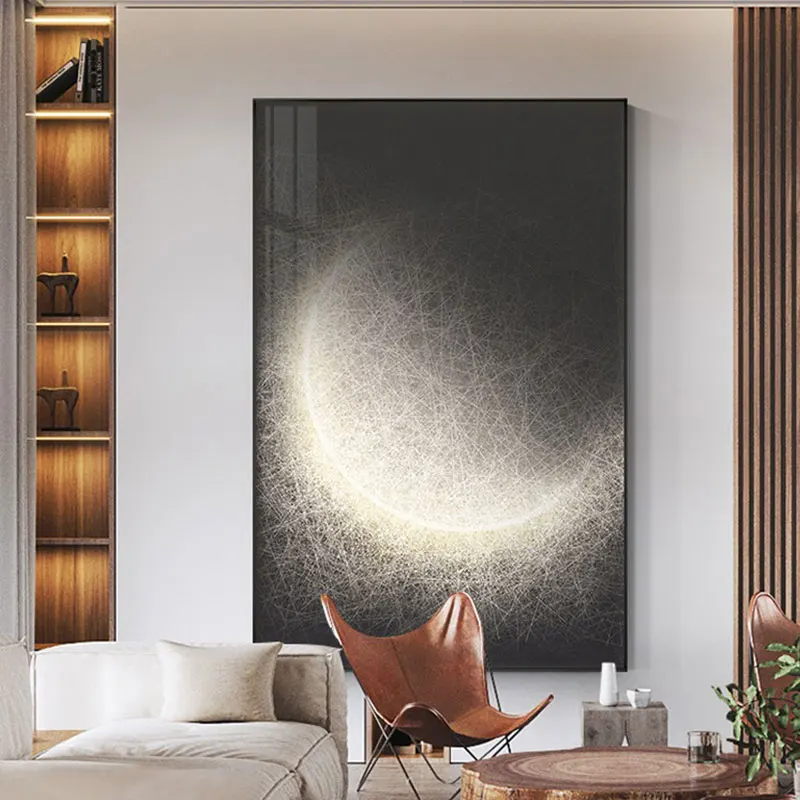

Modern Abstract Science Fiction Canvas Painting Minimalist Moon Poster and Print Eclipse Wall Art Picture Living Room Home Decor