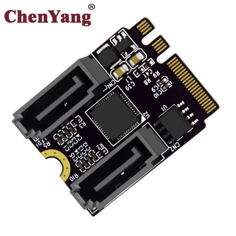 

Jimier Chenyang NGFF Key A+E PCI Express to SATA 3.0 6Gbps Dual Ports Adapter Converter Hard Drive Extension Card JMB582 2230