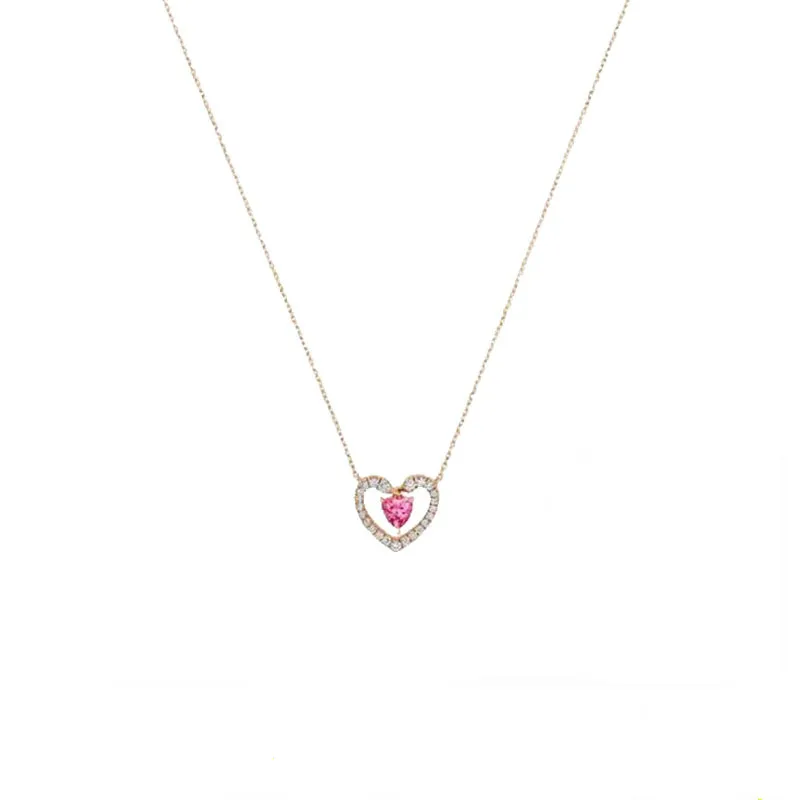 

Necklace Swa 1:1 Rose Gold Color Smart Heart Clavicle Simple Women New