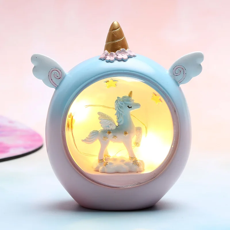 Kawaii Единорог светодиодный ночсветильник игрушка мультфильм аниме Фигурки