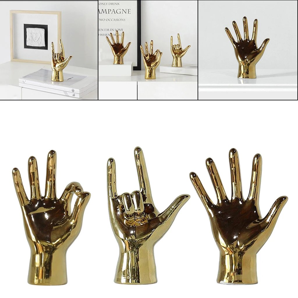 

Resin Hand Gesture Sculpture Statue Collectible Figurines Home Office Bookshelf Desktop Decoration