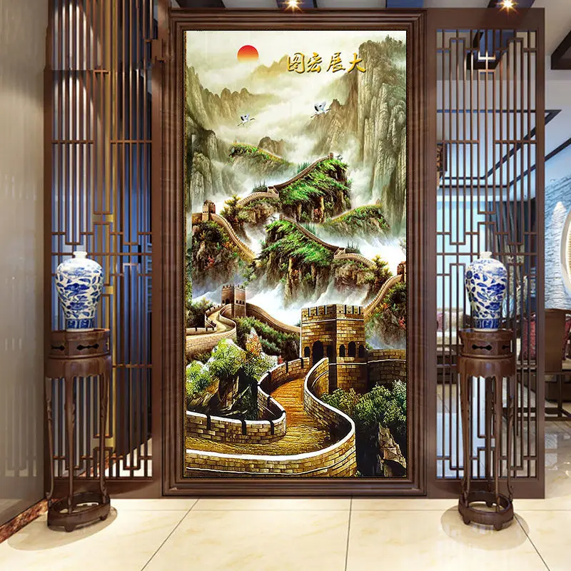 

Chinese landscape scenery window glass stickers frosted electrostatic film shading opaque kitchen living room stickers