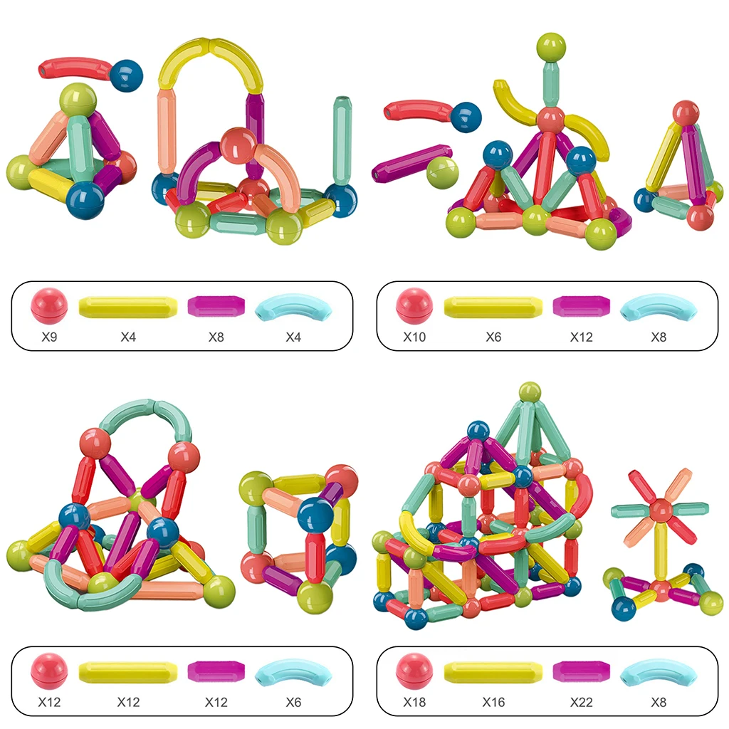

Geometry Magnetic Building Blocks Kid Funny Construction Sticks Blocks Castle Toys 3D Puzzle for 3+ for Kids Age 3-7 Year Old