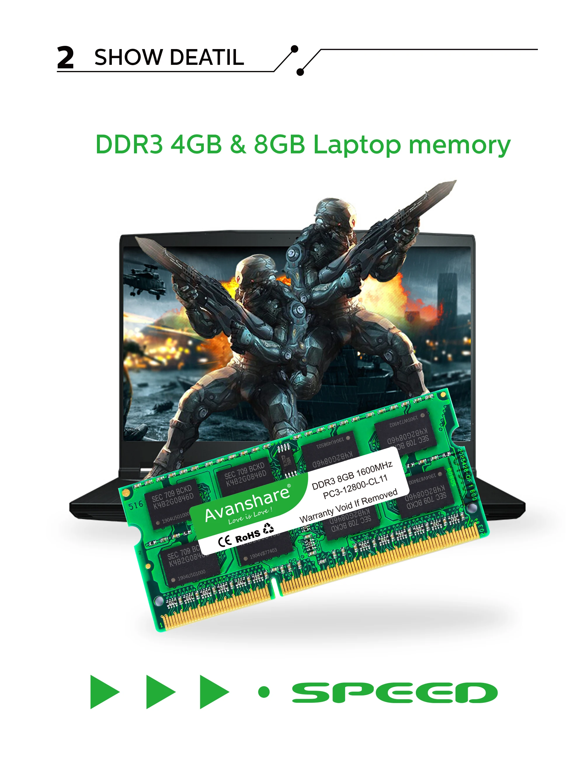 Avanshare Sodimm оперативной памяти 1,5 в ноутбука DDR3 2 ГБ/4 ГБ/8 ГБ DDR3 PC3 10600 1333 МГц DDR3 PC3 12800 1600 МГц 204pin для супер игровая