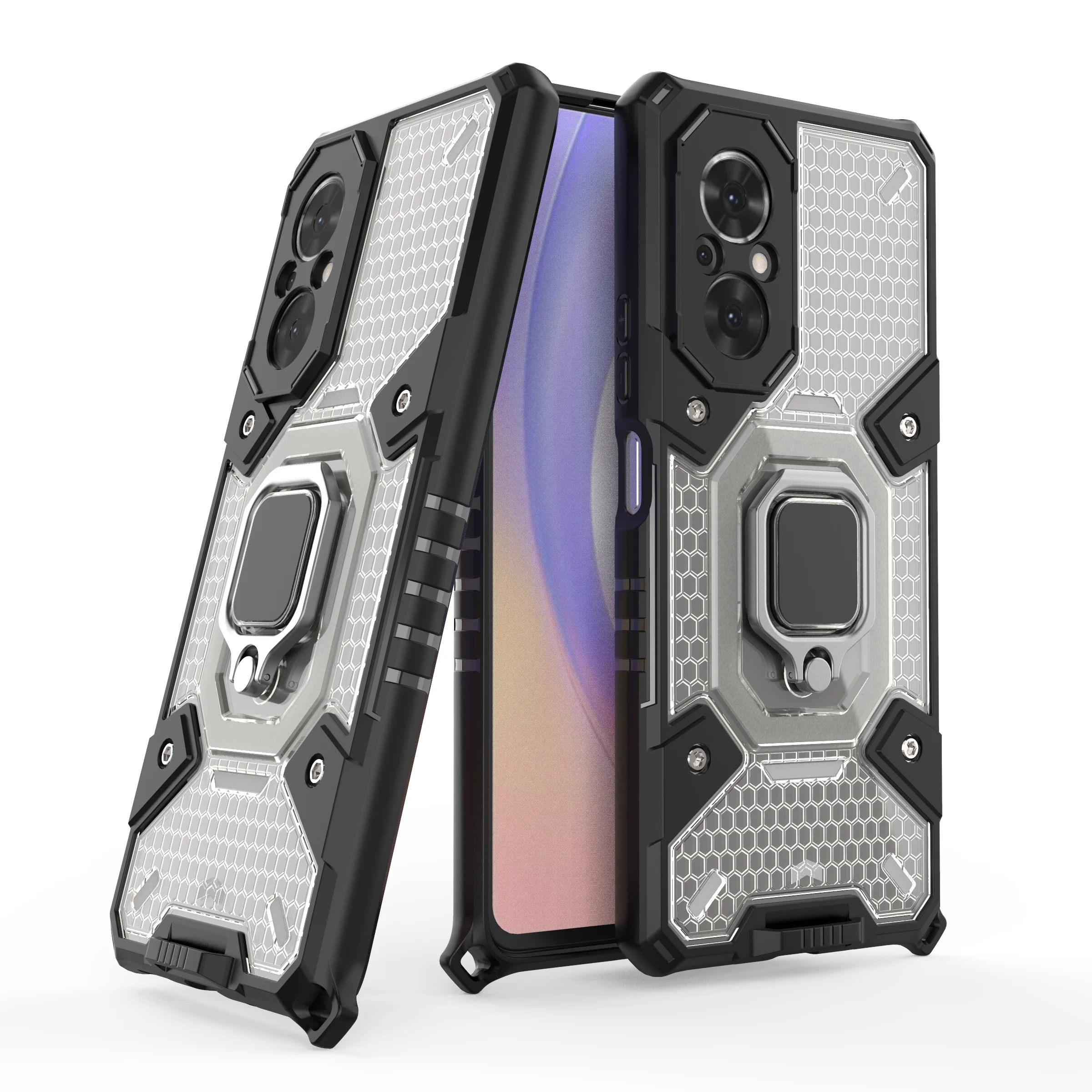 

Fashion Armor Rugged Anti Fall Phone Case For Huawei Honor 50 P50 Pro SE Soft Magnetic Ring Holder Kickstand Protection PC Cover