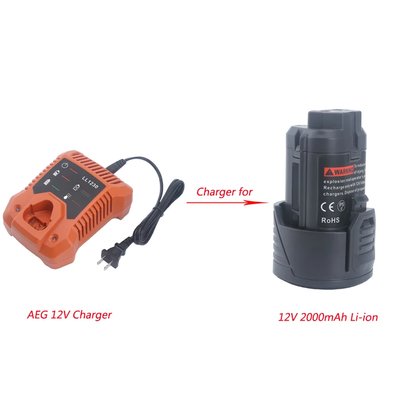 Литий-ионный аккумулятор для электроинструмента AEG 12 в 2000 мАч/2.0A L1215 S12C2 BSS12C BS12C L1215P