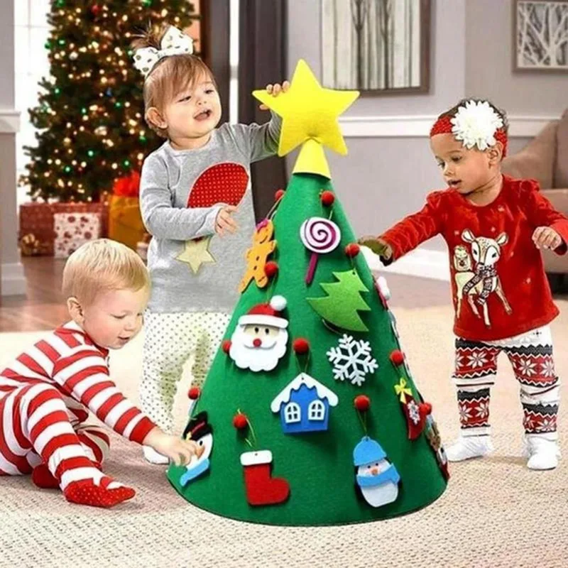 

2020 DIY Felt Christmas Tree Set with Detachable Ornaments Kids Wall Hanging Xmas Gifts for Christmas Decorations New Year Gifts