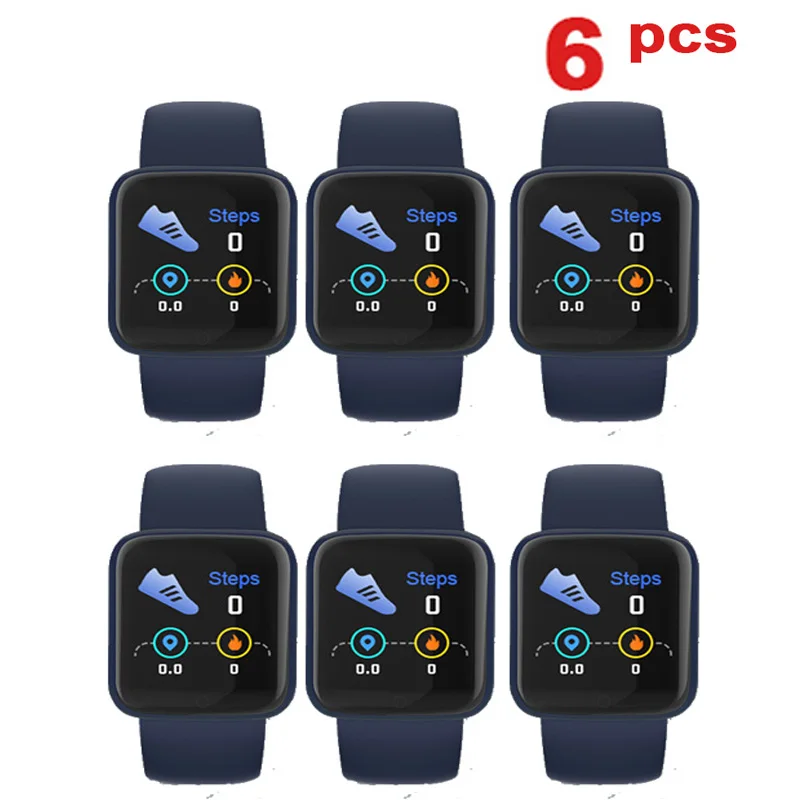 

6pcs upgrade D20 Macaron Smart Watch 1.44 inch Y68 Sports SmartWatch Put Photo Sleep Fitness Message Reminder Bracelet pk iwo