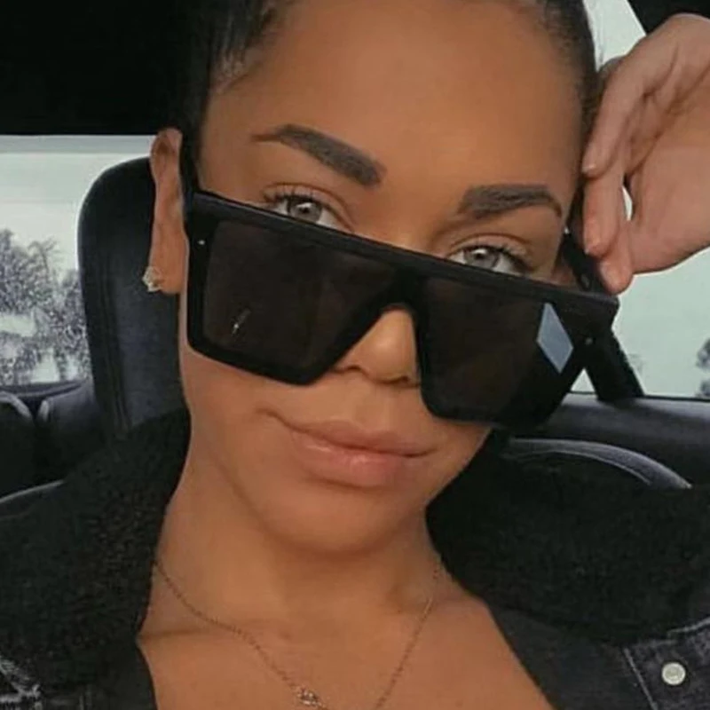 

Vintage Black Square Sunglasses Women Oversized Big Frame Sun Glasses Female Male Luxury Brand Designer Mirror Oculos De Sol