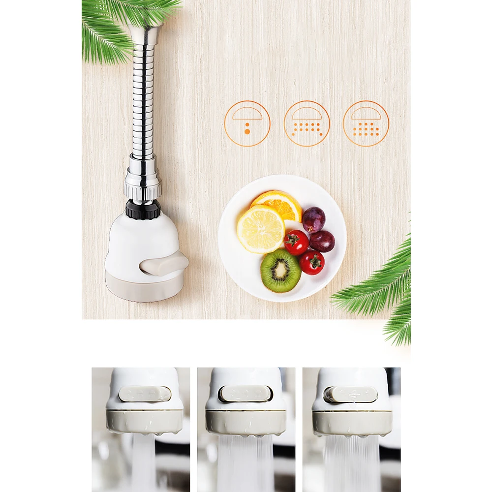 

1set Kitchen Accessories Three-switch mode of Swivel Saving Water Flexible Tap Faucet Extender For Taps-Bubbler Spray Extended