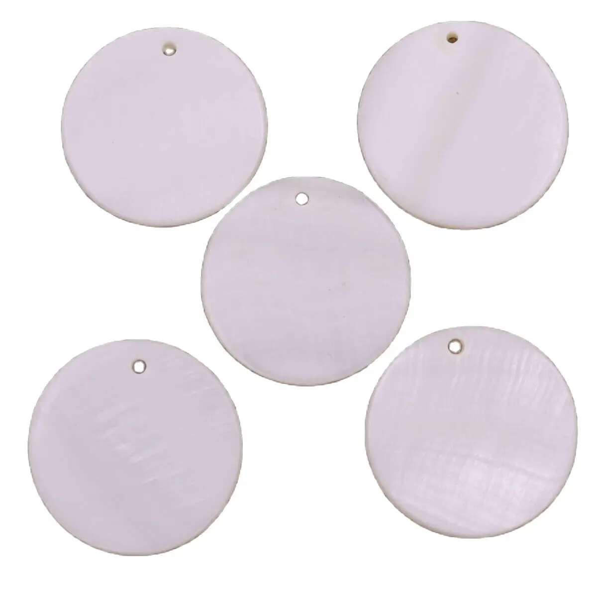 

5 PCS 30mm Round Coin Natural White Shell Top Drilled For Pendant Earring Making
