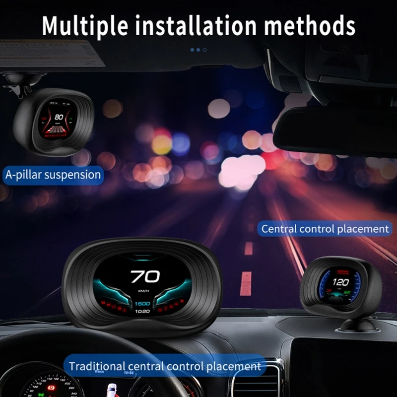 

Дисплей на лобовое стекло автомобиля OBD2, превышение скорости, автомобильный электронный измеритель напряжения на лобовое стекло, датчик, н...