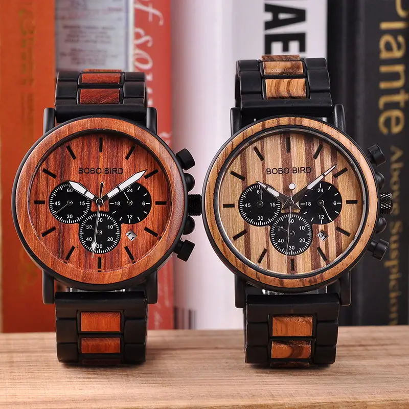

Watch Men BOBO BIRD Top Fashion Wooden Military Wristwatch Auto Date Luminous Hands Timepiece Cool Gift Relogio Masculin B-P09