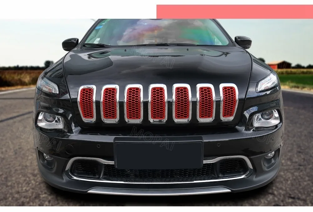 MOPAI, автомобильная наклейка для Jeep Cherokee-, автомобильная Передняя сетчатая решетка, декоративная решетка, Защитные вставки, Формовочная крышка, автомобильные аксессуары