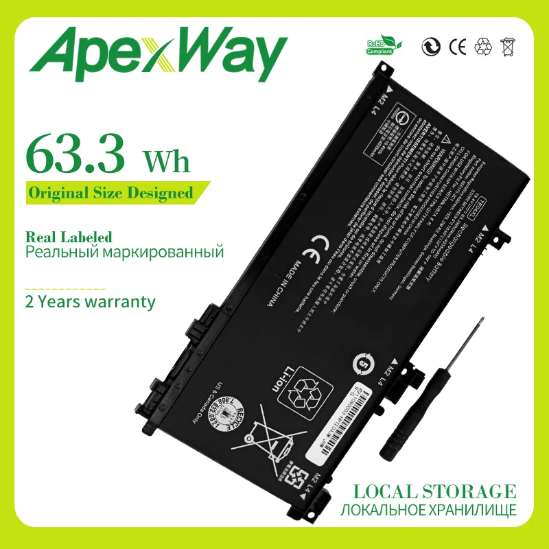 

Apexway laptop battery 15.4V 63.3WH TE04XL for HP OMEN 15-AX battery HSTNN-DB7T 905175-2C1 for HP OMEN/Pavilion 15 TPN-Q173