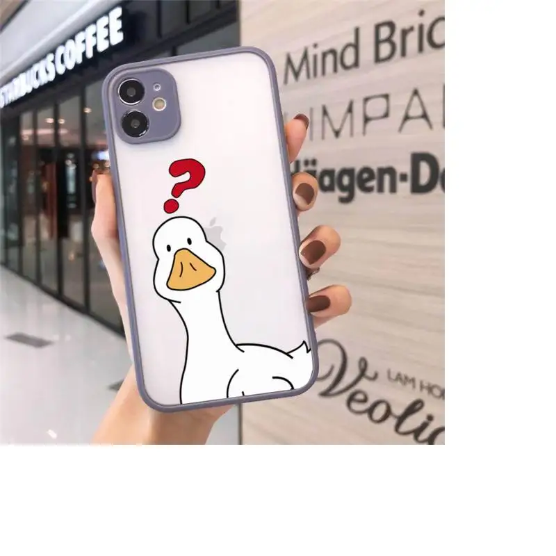

Funny Creative Animal Duck Phone Case Matte Transparent for iPhone 7 8 11 12 s mini pro X XS XR MAX Plus cover funda