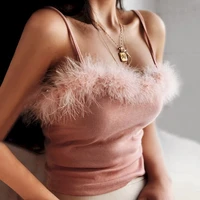 2021 summer fluffy sling cotton women clothes tank top halter harajuku fashion sexy street style hot sale white corset japanese