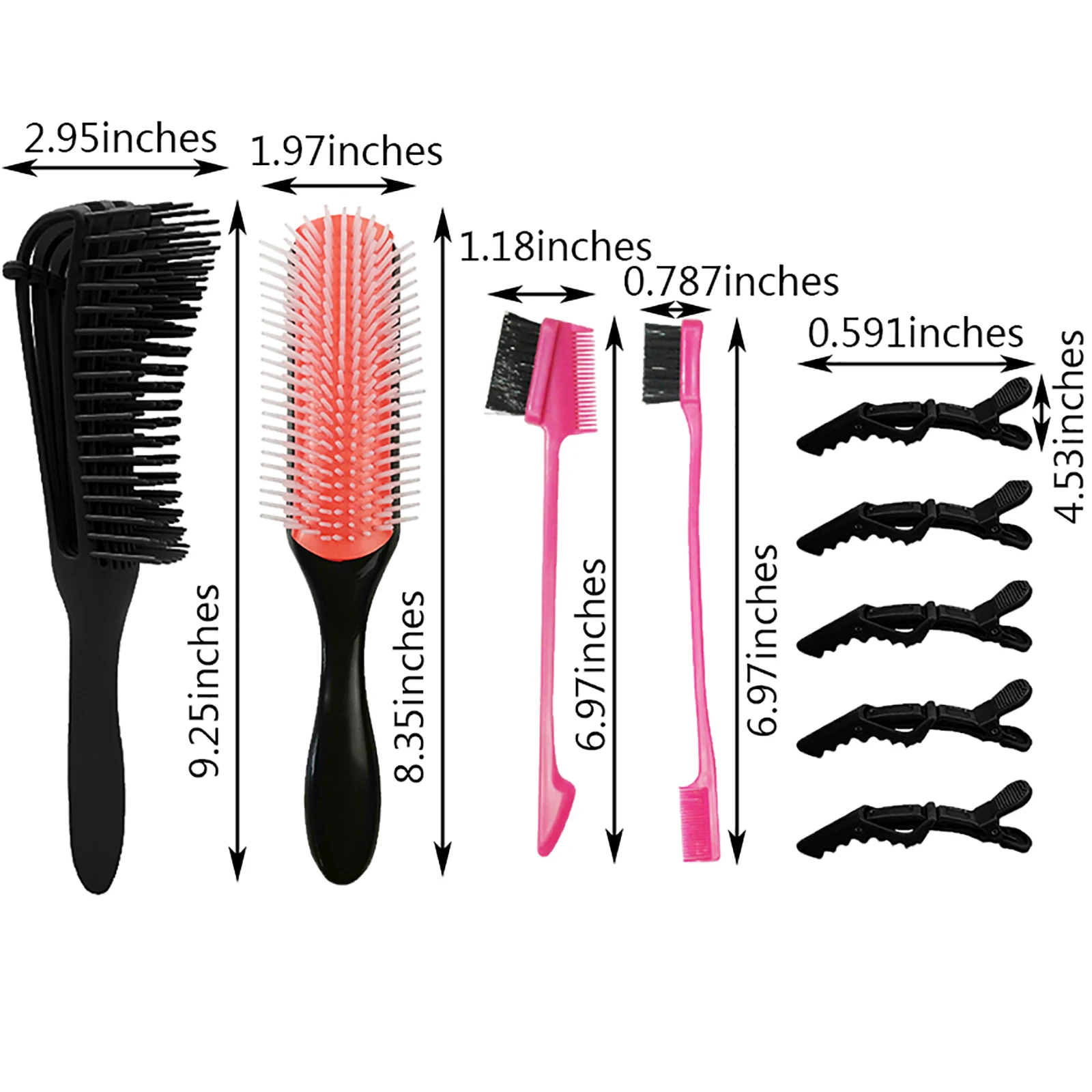 

Tiantian, 9-file circular brush, with 5 clips for hair from 3a to 4c hair Octopus massage comb plastic antistatic nine ribs comb