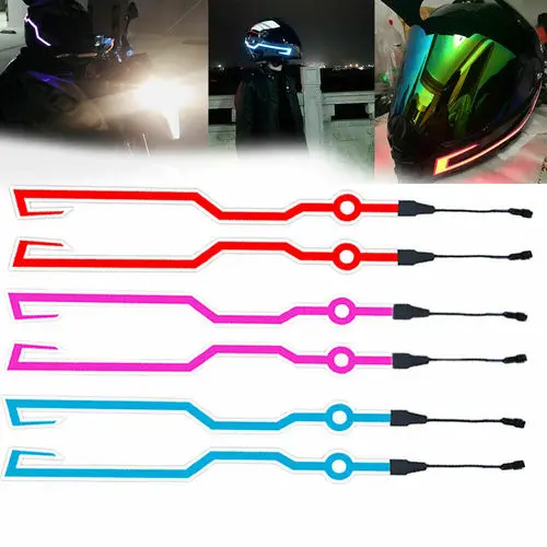 

2Pcs Helmet Motorcycle Light Riding Signal EL Strip Flashing LED Durable Kit Bar DIY 3 Modes Waterproof Helmet Led Strip