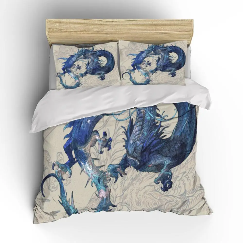 Комплект постельного белья с мультяшным азиатским драконом 2/3 шт. чехол для