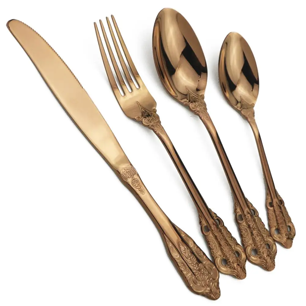 Роскошный Розовый столовый нож вилка ложка посуда набор 304 нержавеющая сталь