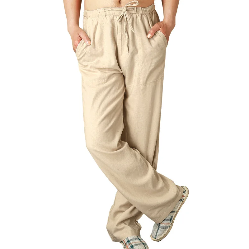 

Ropa Para Hombre 2021 Spring Men's Casual Linen Pants Pure White Loose Large Size Cotton Linen Breathable Thin Long Pants