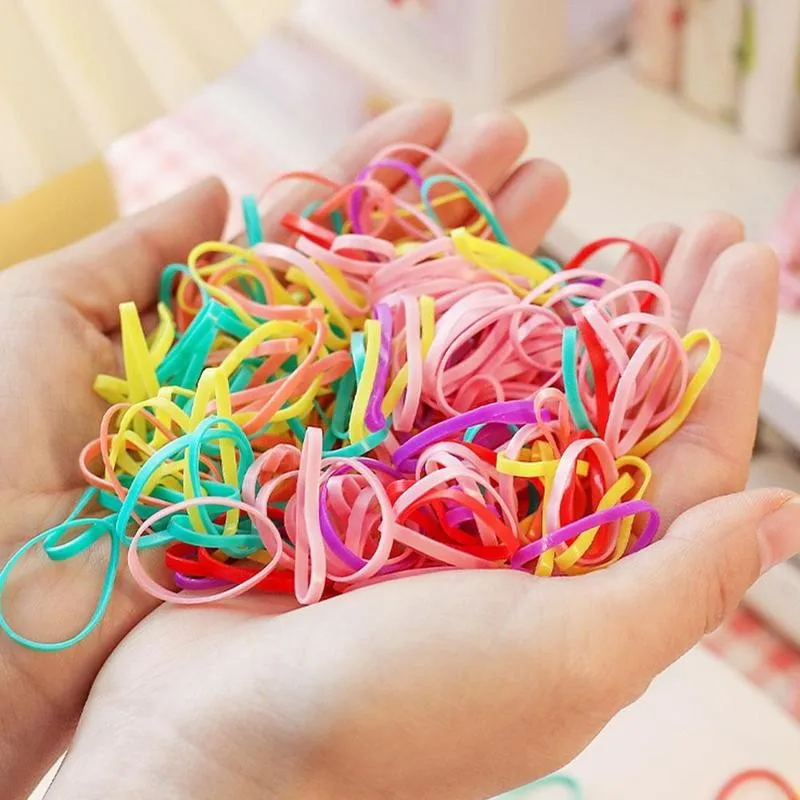 

100pcs/bag Colorful Disposable Hair Ties Rope Hair Bands Scrunchie Girls Elastic Rubber Band Ponytail Holder Hair Accessories