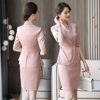 elegant pink lady professional suit summer 2022 new fashion ladies jacket feminine skirt two piece high quality suit