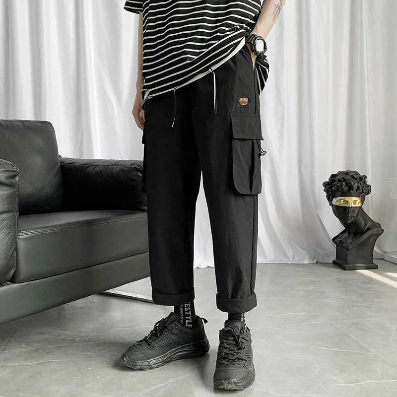 

Men Black Joggers Pants Summer 2020 Mens Big Pockets Ankel Length Cargo Pants Male Autumn Streetwear Overalls Sweatpants Men