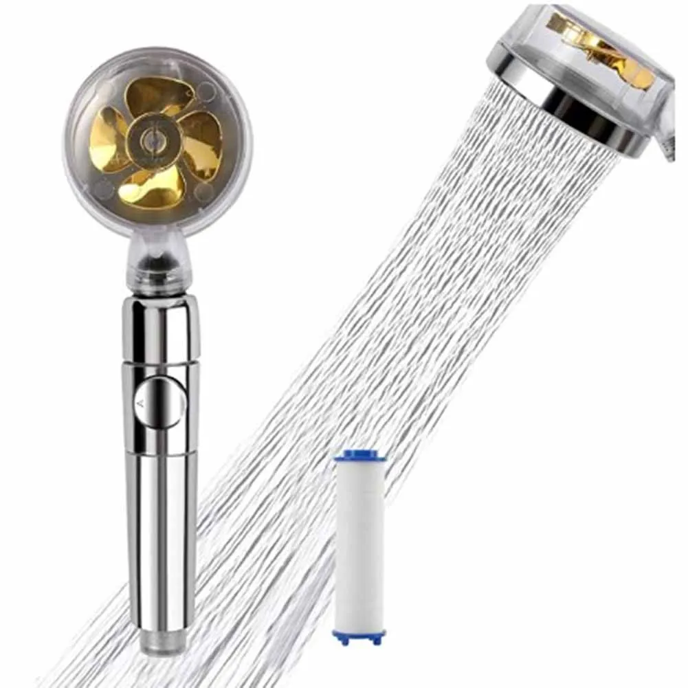 

New Shower Head Water Saving Flow 360 Degrees Rotating With Small Fan ABS Rain High Pressure Spray Nozzle Bathroom Accessories