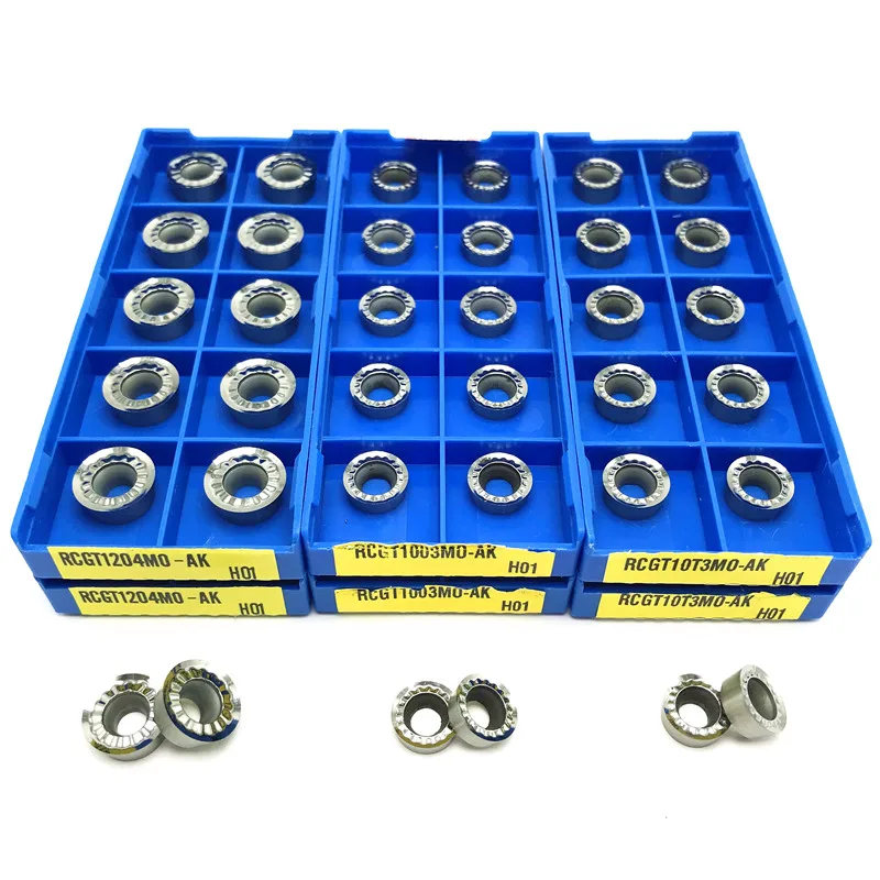 

10pcs RCGT1003 RCGT1204 RCGT10T3 MO AK H01 Aluminum Turning Inserts RPGT Round Blade RCGT1003 Carbide cnc Lathe Cutter Aluminum