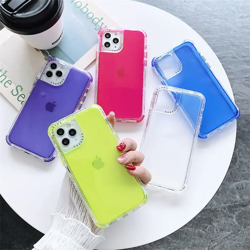 

Shockproof Bumper Candy Color Phone Case For iPhone 13 12Pro 12Mini 11 11Pro Max XR X Max 7 8 Plus SE 2020 Soft Back Cover