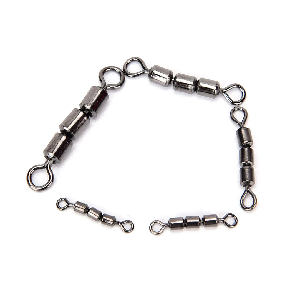 

20PCS Fishing Barrel Bearing Rolling Swivel Solid Ring LB Lures Connector 5 Size