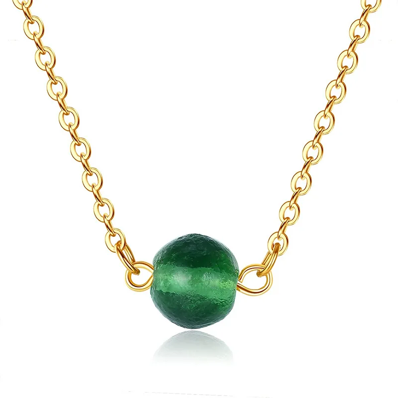Ожерелье MOLDAVITE | 10 мм Чешская Хрустальная бусина на цепочке-слайде Метеорит Moldavite