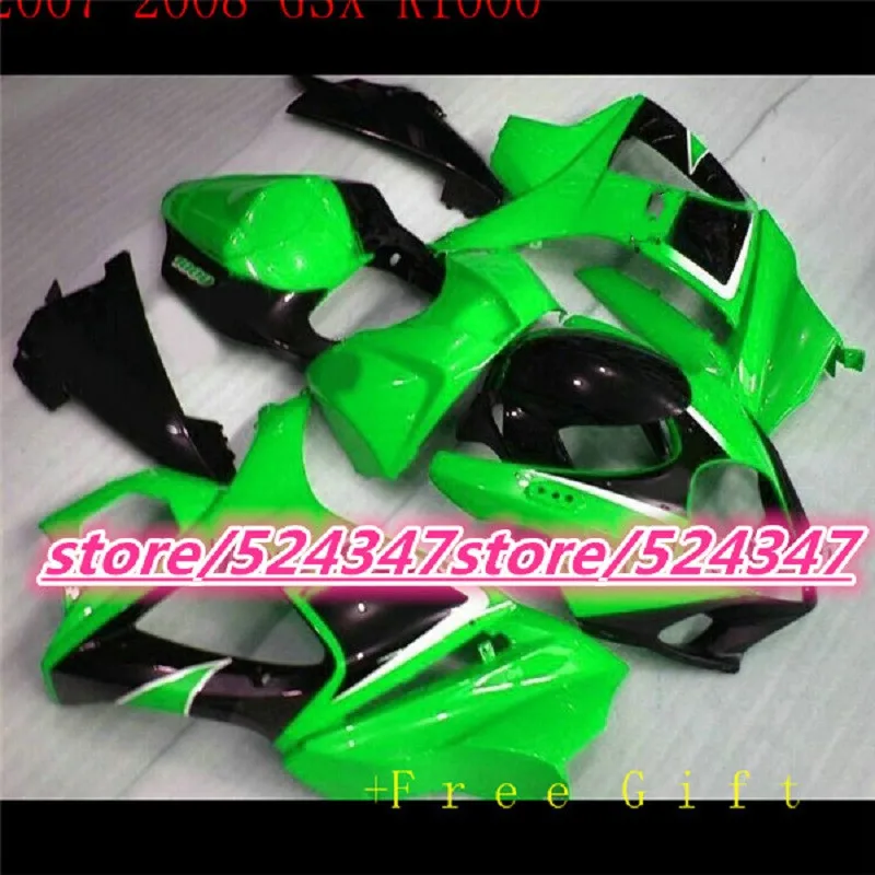 

Upgrade motorcycle Fairing set for SUZUKI 2007 2008 GSXR1000 K7 ABS racing full fairings kit 07 08 GSXR 1000 green black sets