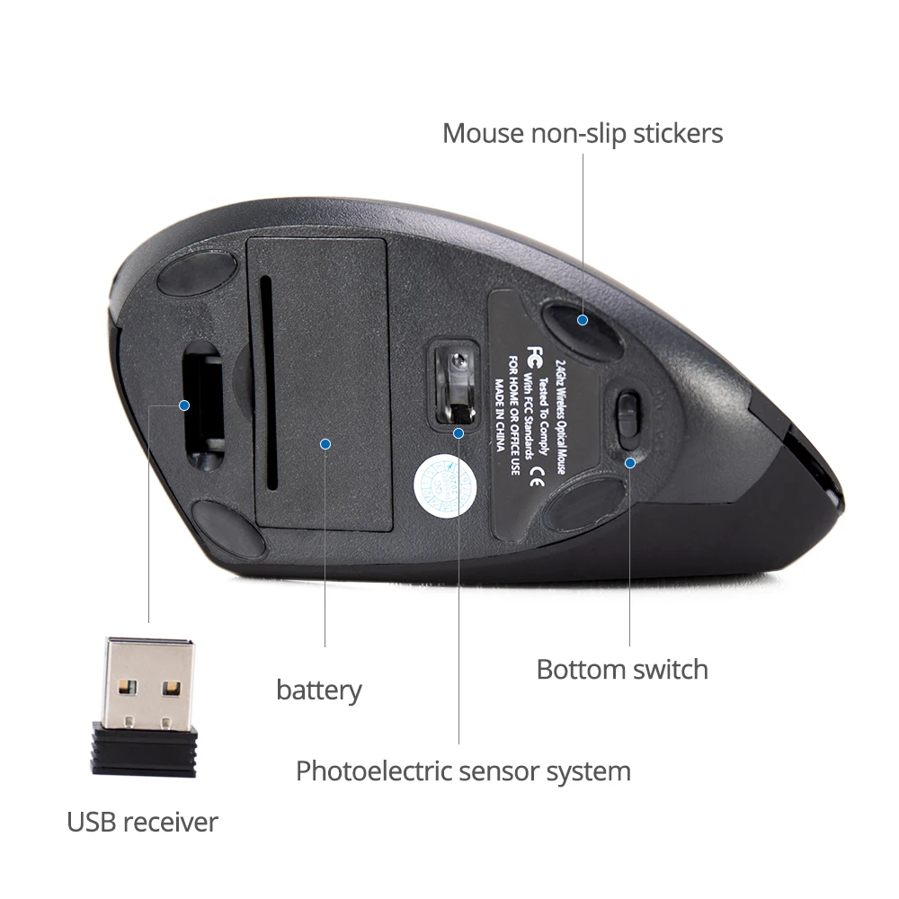 

Wireless Mouse Vertical Gaming Mouse USB Computer Mouse Ergonomic Desktop Vertical Mouse 1600DPI For PC Notebook Office Home