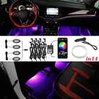 Светодиодная автомобильная лампа, гибкий декоративный неоновый светильник ильник для салона автомобиля, с управлением через приложение, RGB, usb