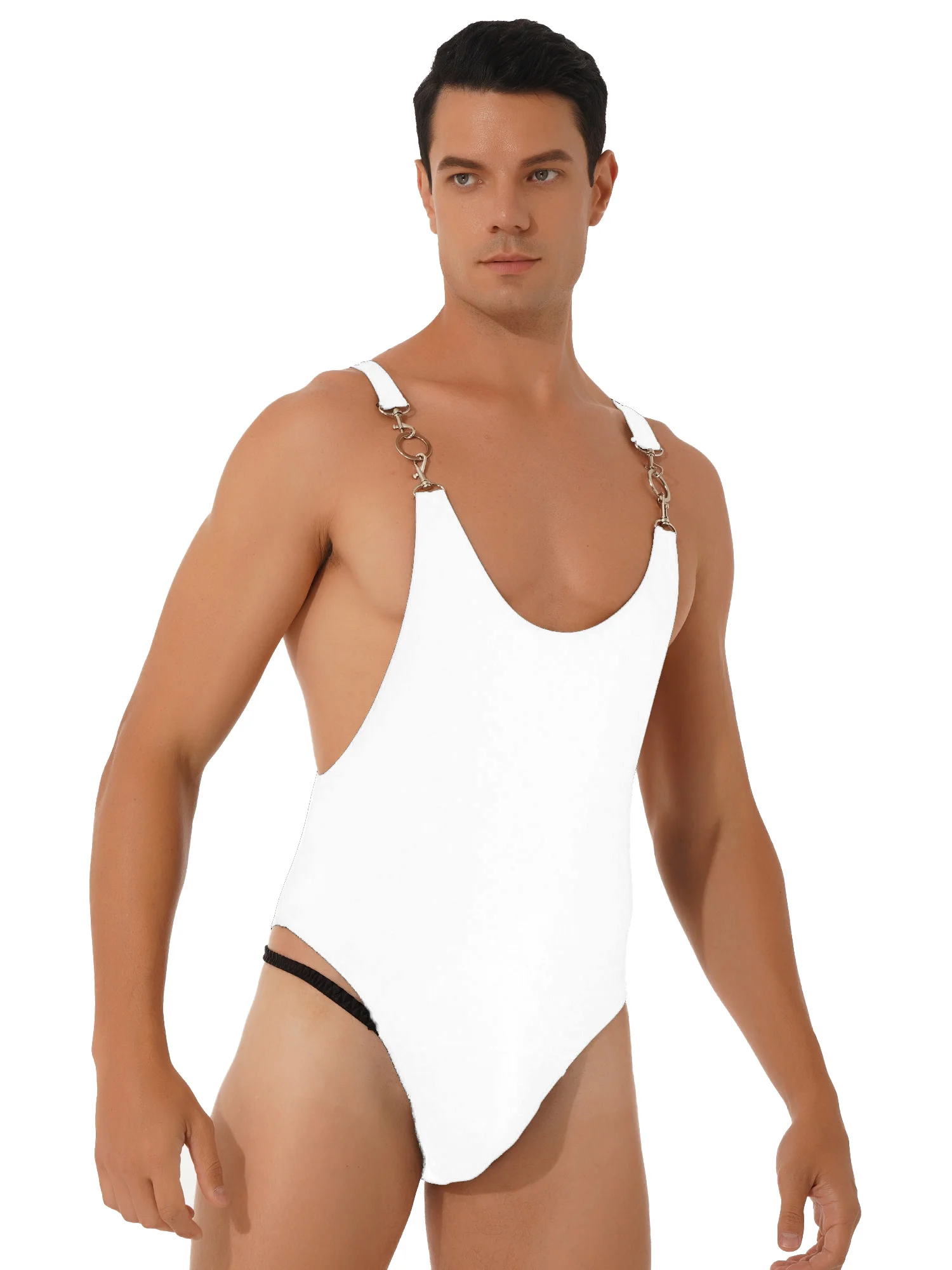 Мужской цельный костюм для борьбы боди с металлической пряжкой трико