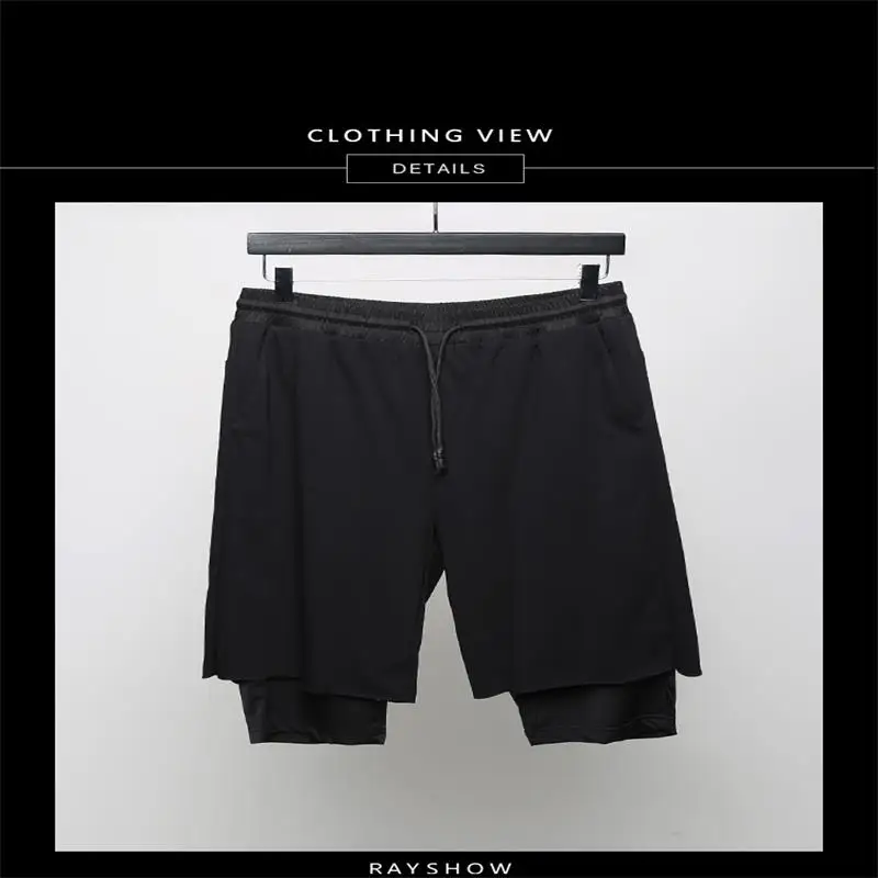

Men's Sports Shorts Summer New Solid Color Stretch Waist With Two Layers Of Loose Hip Hop Youth Season Fashion Boxer Shorts