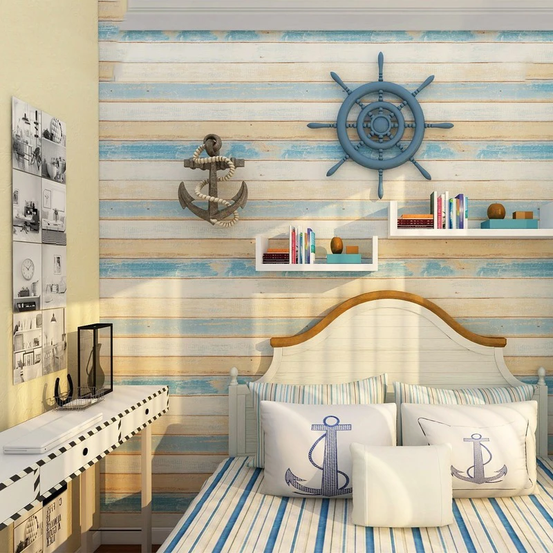 

Wood Grain Wallpaper Peel and Stick Decoration for Living Room Mediterranean Waterproof Stickers PVC 3D Home Wall Paper