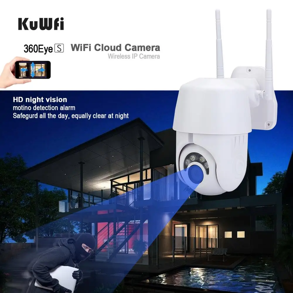KuWFi 1080P наружная Wifi камера WiFi IP 2MP Беспроводная PTZ скоростная купольная CCTV ИК