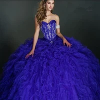 ruffled ball gown royal blue quinceanera dresses 2016 corset back pageant 15 years dress vestido de debutante