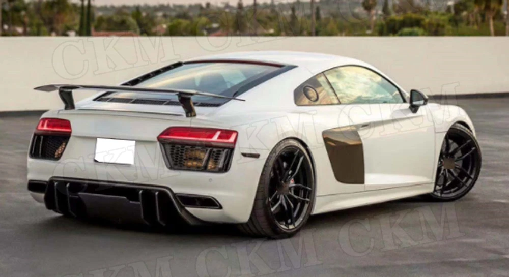 Углеродного волокна диффузор, губа на задний бампер спойлер для Audi R8 V8 V10- стайлинга автомобилей
