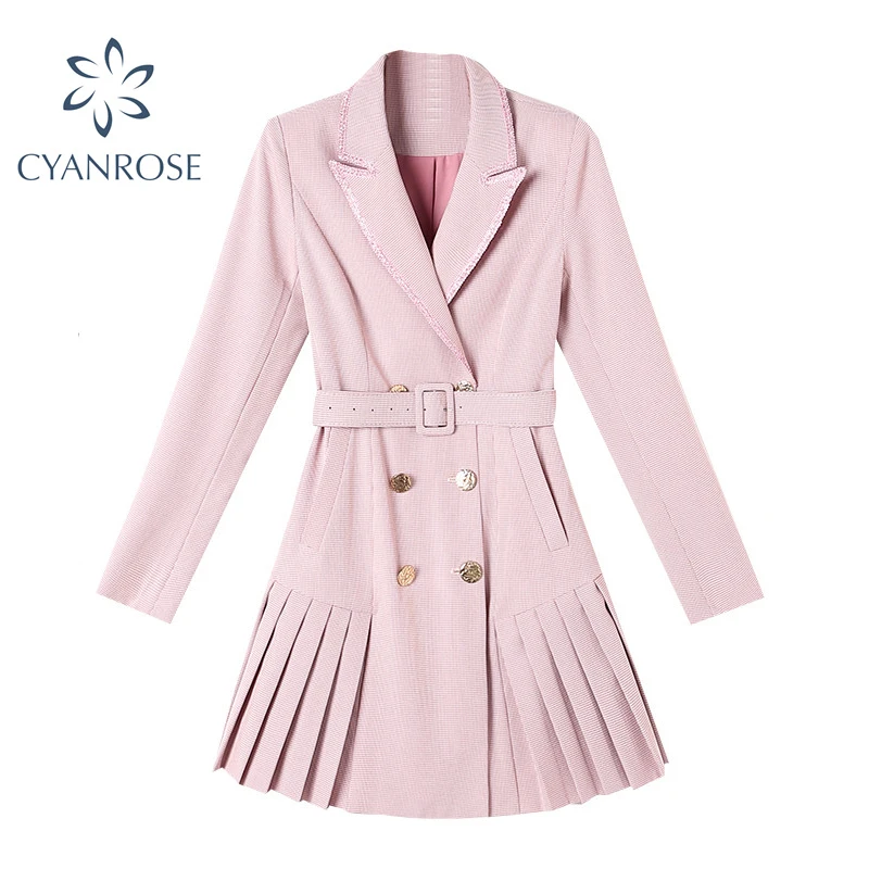 Осеннее платье с плиссированным поясом клетчатое ТРАПЕЦИЕВИДНОЕ Роскошное