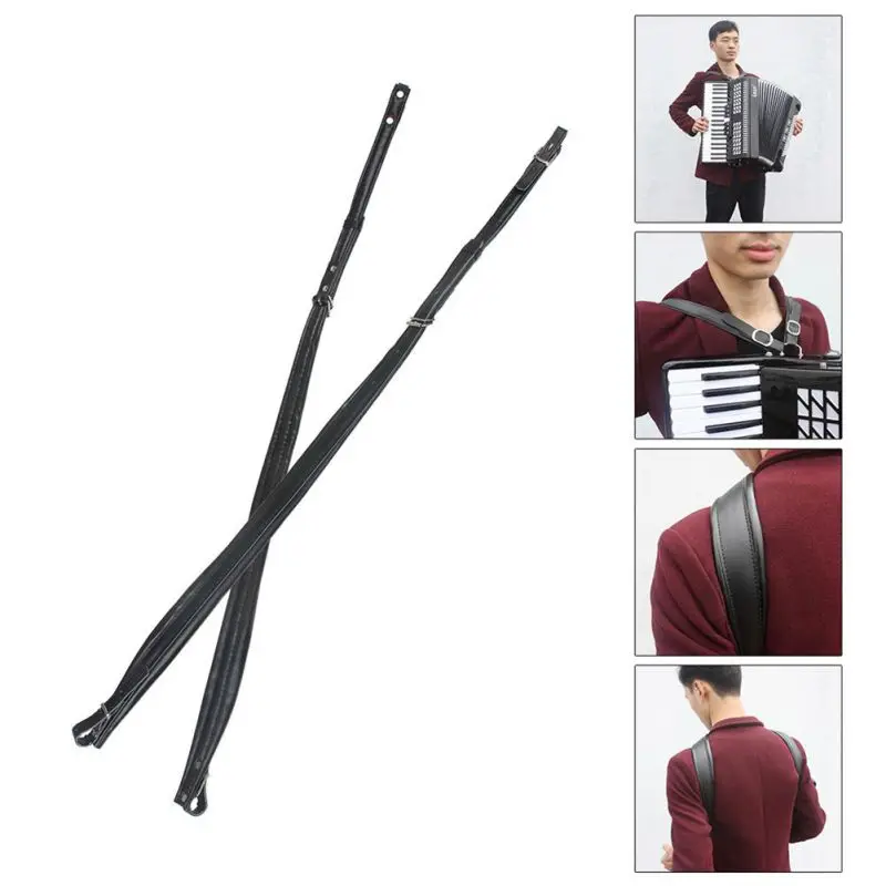 One Pair Leather Accordion Shoulder Straps Belt Adjustable Accordion strap for 16/60/96/120 bass accordion universal