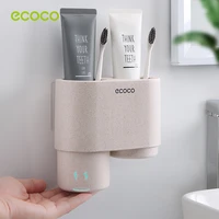 ecoco magnetic suction cup toothpaste toothbrush holder wall mounted double cup holder without perforated bathroom accessories