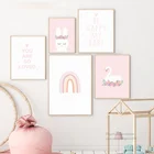 Алмазная картина 5D, скандинавский рисунок мечтательных животных, розовый, Радужный цветок, корона, лебедь, кролик, постер для украшения комнаты для маленьких девочек