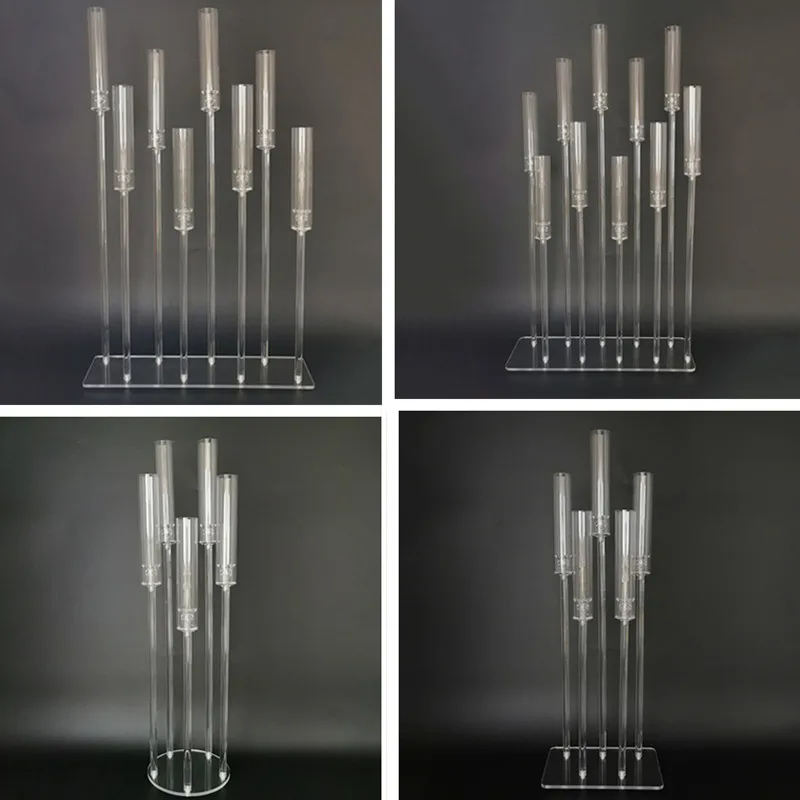

5 pcs Acrylic Candelabra All Clear Candle Holders Wedding Candlesticks Table Centerpieces Flower Stand Holder Big Candelabrum